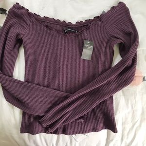 A&F purple off the shoulder sweater
